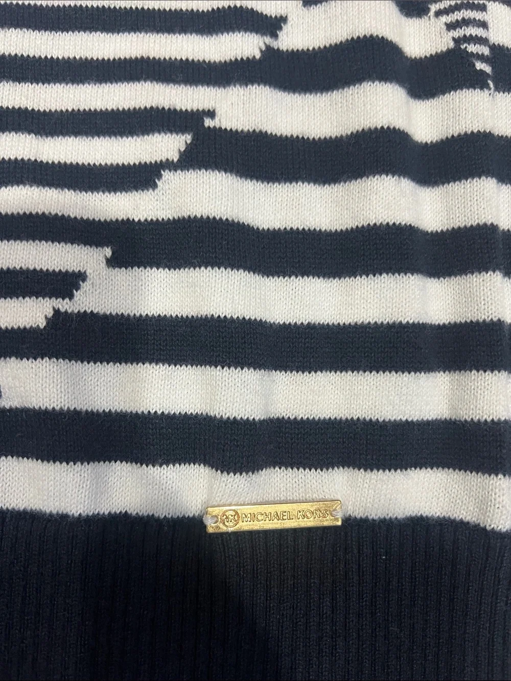 Michael Kors Black and White Striped Knit Sweater